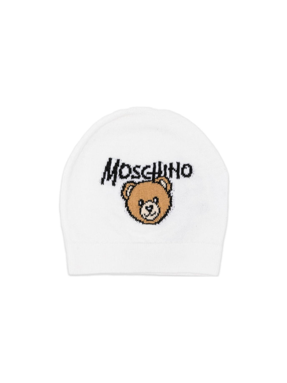 Cappello per neonati Moschino Kids bianco con logo ricamato<BR/> MMX05KLHE43 10101 MOSCHINO KIDS