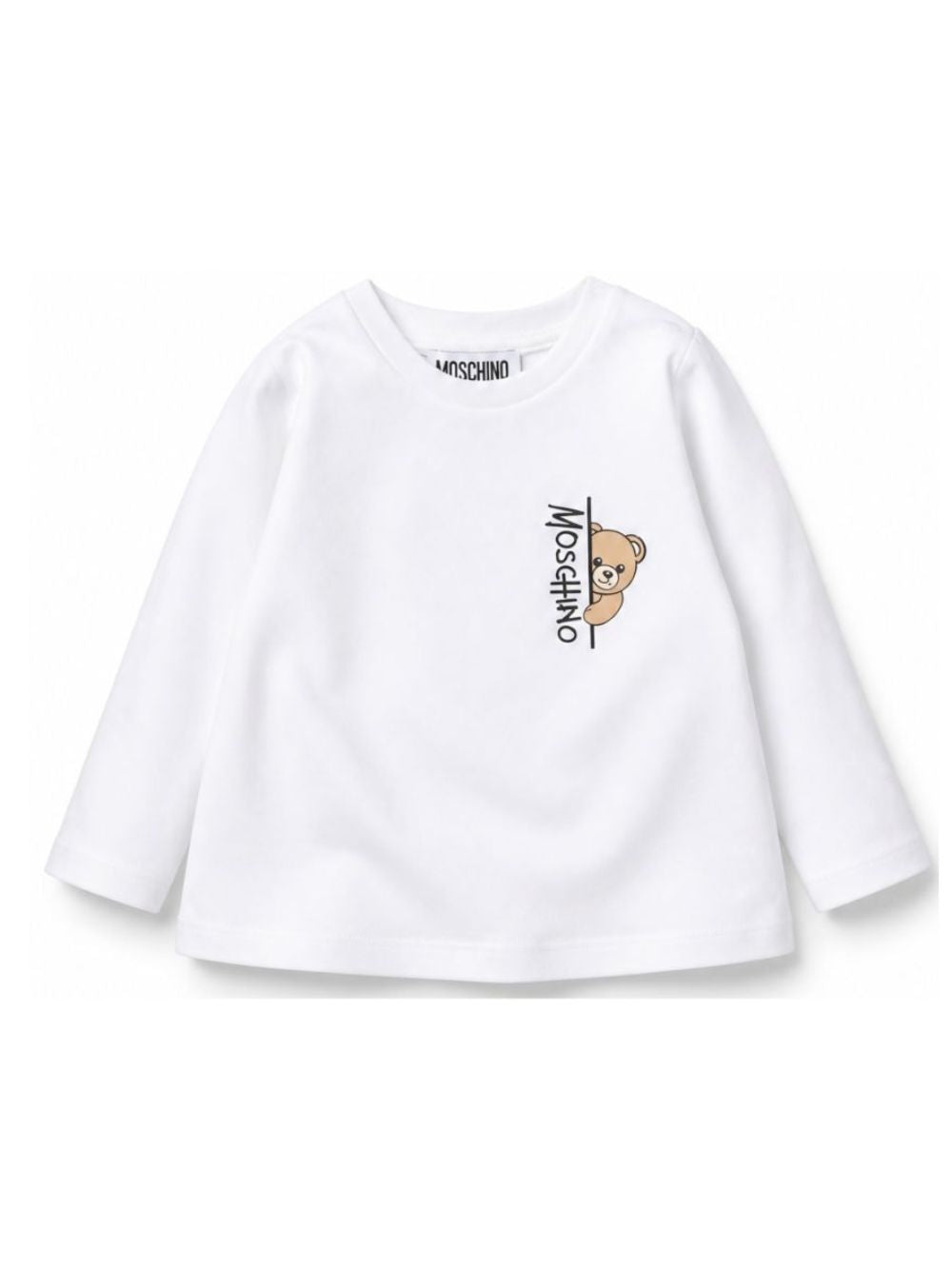 T-shirt per neonati Moschino Kids bianca con dettaglio Teddy Bear MNO014LAA58 10101 MOSCHINO KIDS