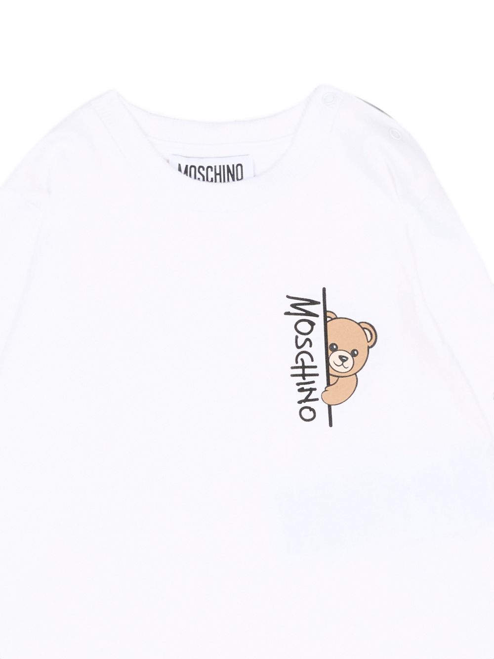 T-shirt per neonati Moschino Kids bianca con dettaglio Teddy Bear MNO014LAA58 10101 MOSCHINO KIDS