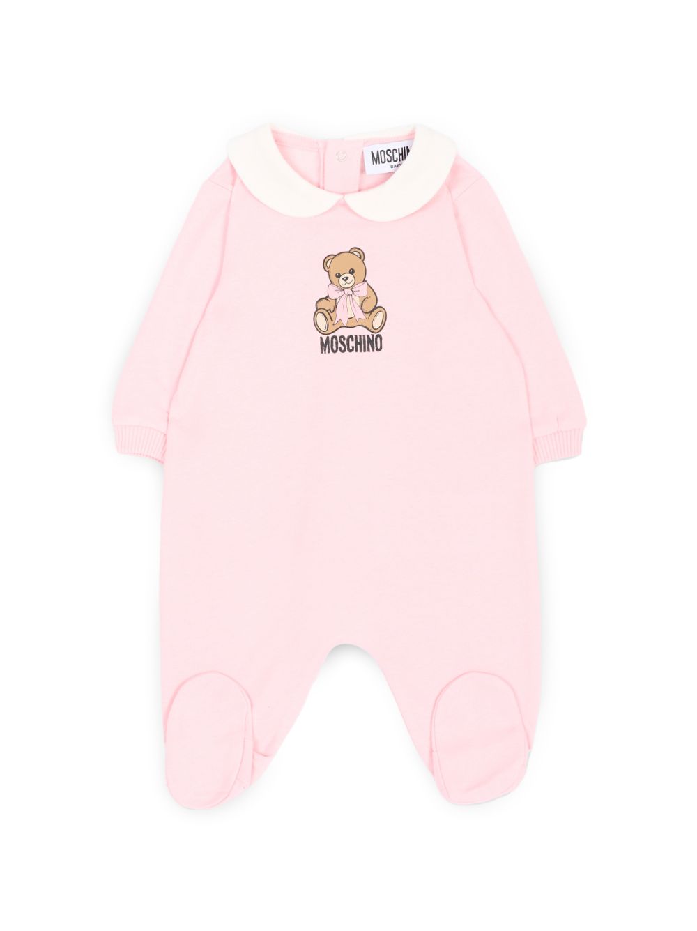 Set per neonata Moschino Kids rosa con stampa logo sul davanti MNY08BLCA40 50209 MOSCHINO KIDS