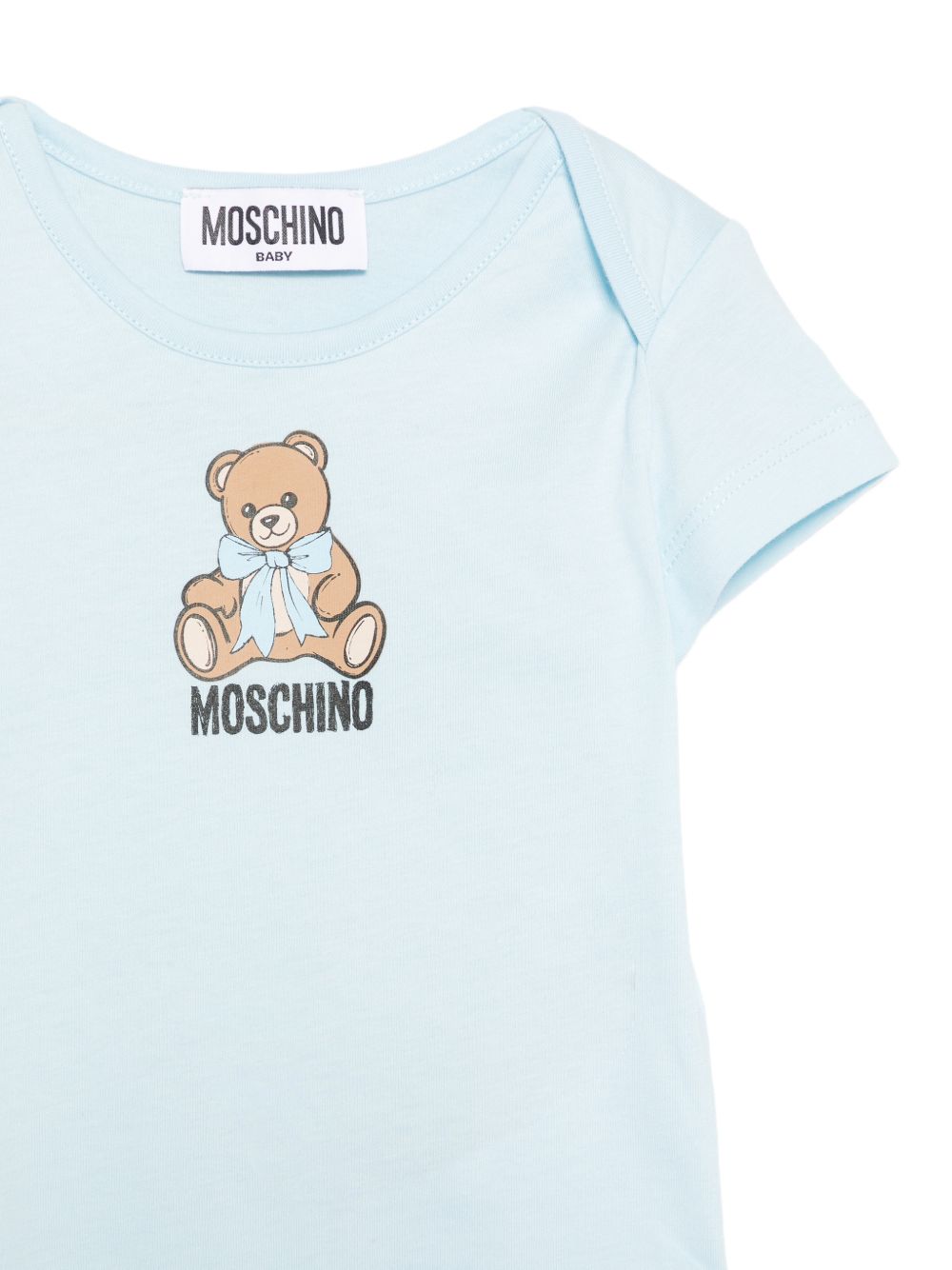 Set di due tutine per neonato Moschino Kids multicolore con logo sul davanti MNY08DLAA10 83694 MOSCHINO KIDS