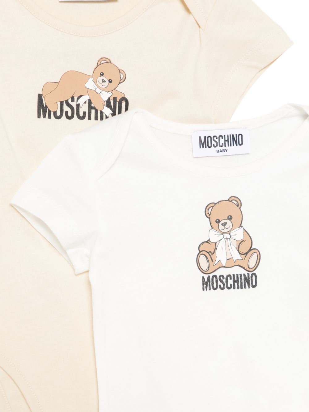 Set di due tutine per neonati Moschino Kids multicolore con stampa Teddy Bear sul davanti MNY08DLAA10 84313 MOSCHINO KIDS