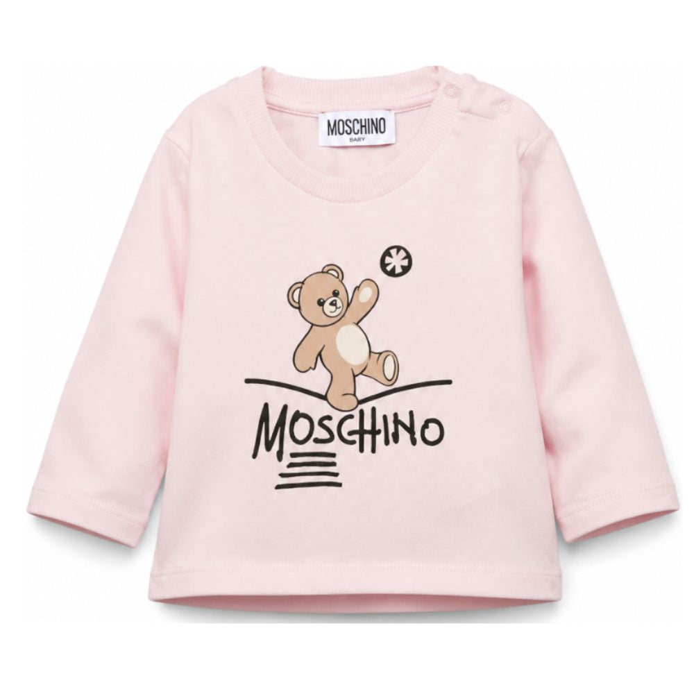 T-shirt per neonata Moschino Kids rosa con motivo Teddy Bear MOO014LAA20 50209 MOSCHINO KIDS