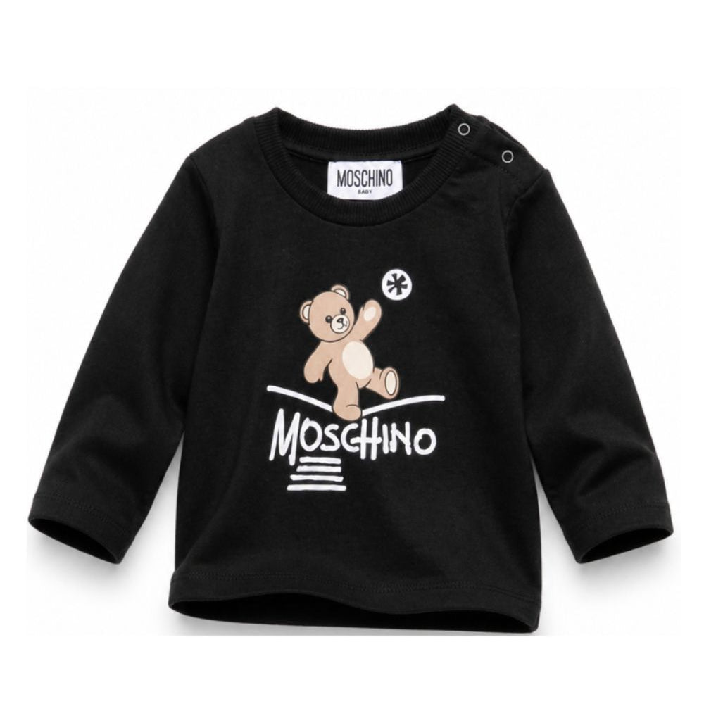 T-shirt per neonati Moschino Kids nera con motivo Teddy Bear MOO014LAA20 60100 MOSCHINO KIDS