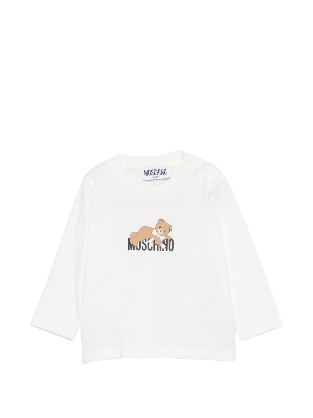 T-shirt per neonati Moschino Kids bianca con stampa Teddy sul davanti MSO014LAA10 10063 MOSCHINO KIDS