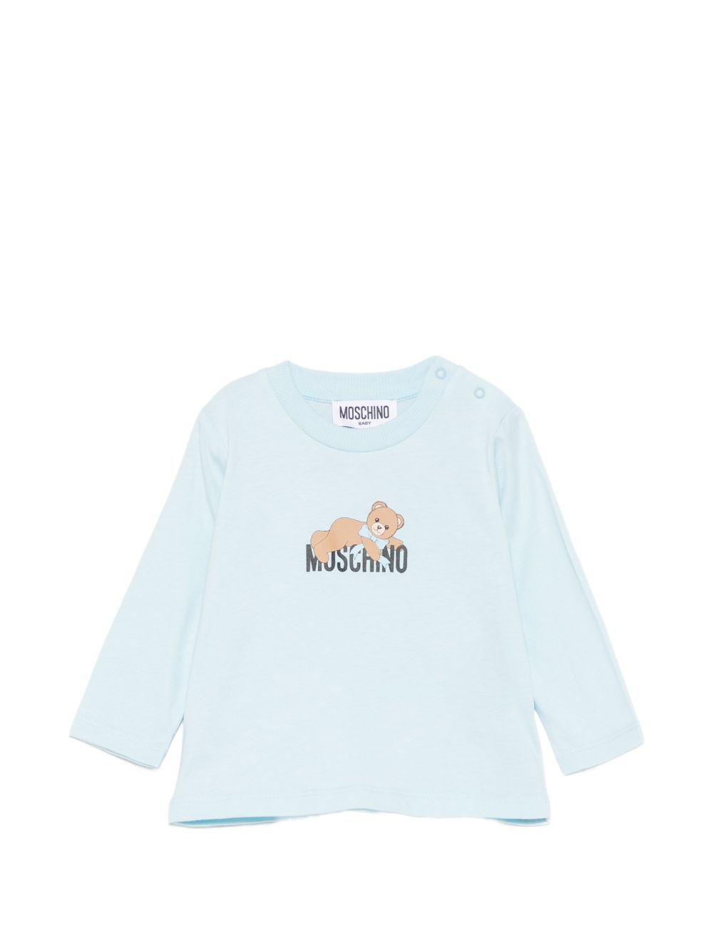 T-shirt per neonato Moschino Kids azzurra con stampa Teddy sul davanti MSO014LAA10 40304 MOSCHINO KIDS