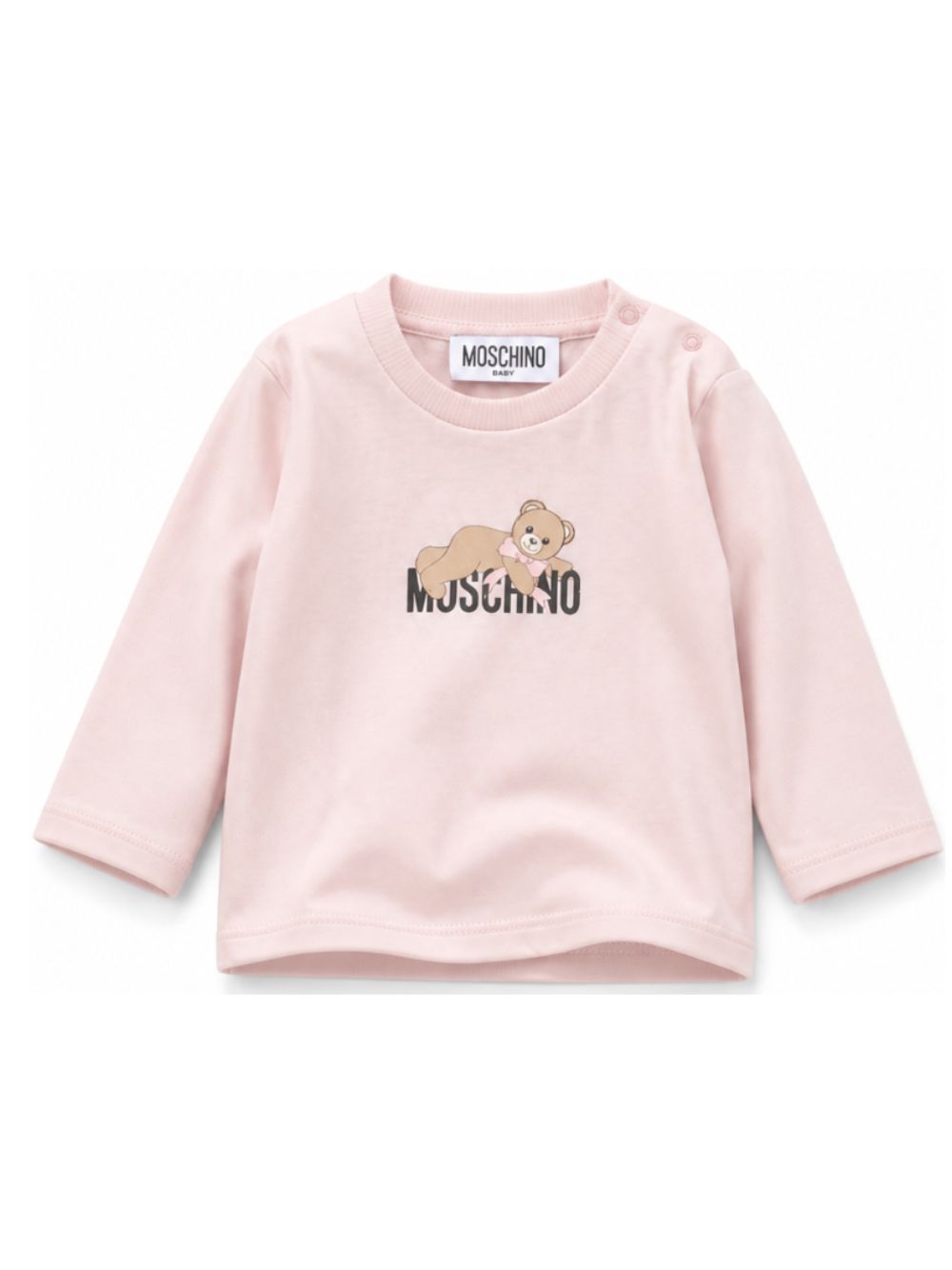 T-shirt per neonata Moschino Kids rosa con stampa Teddy sul davanti MSO014LAA10 50209 MOSCHINO KIDS