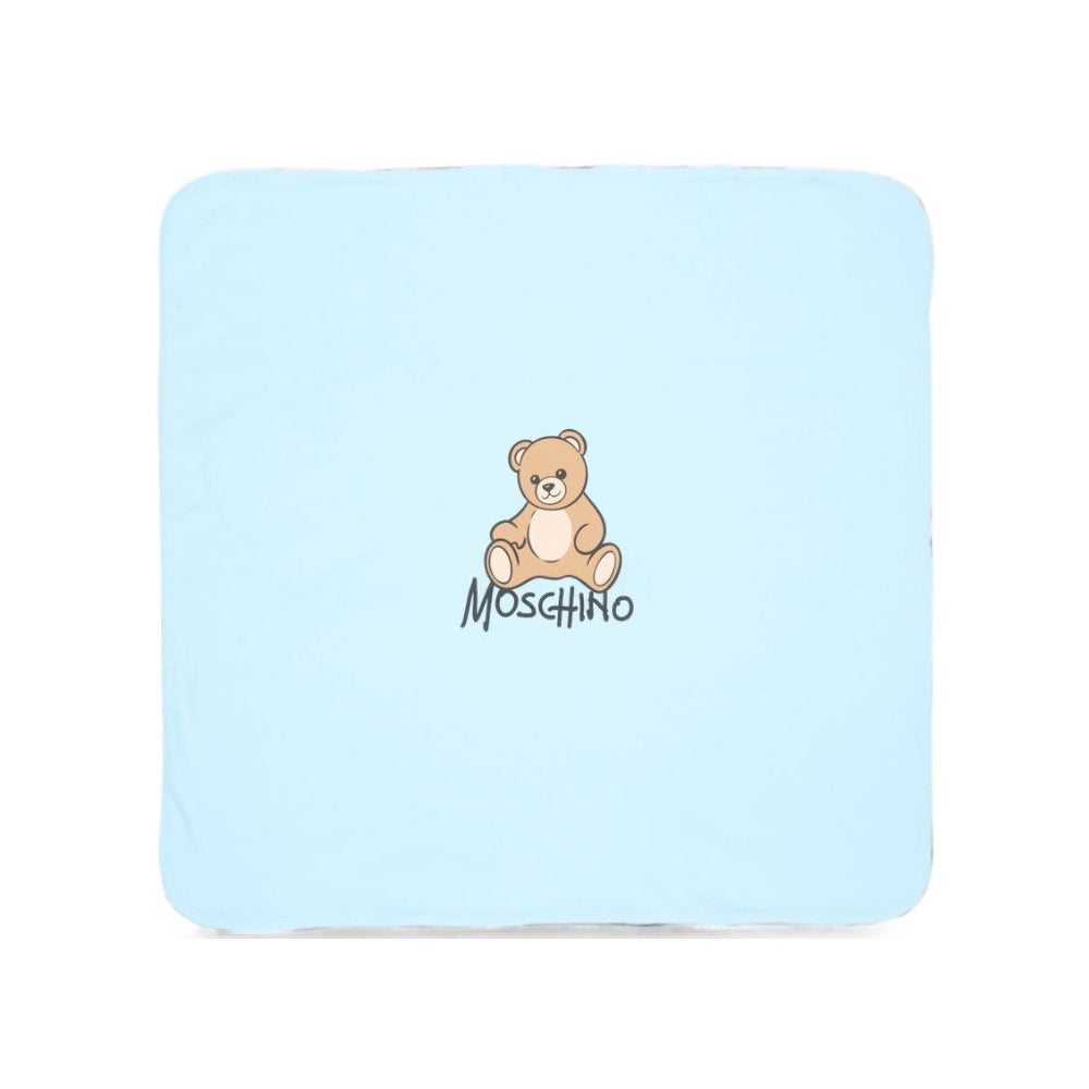 Coperta per neonato Moschino Kids azzurro con dettaglio Teddy Bear MTB00FLCA40 40304 MOSCHINO KIDS