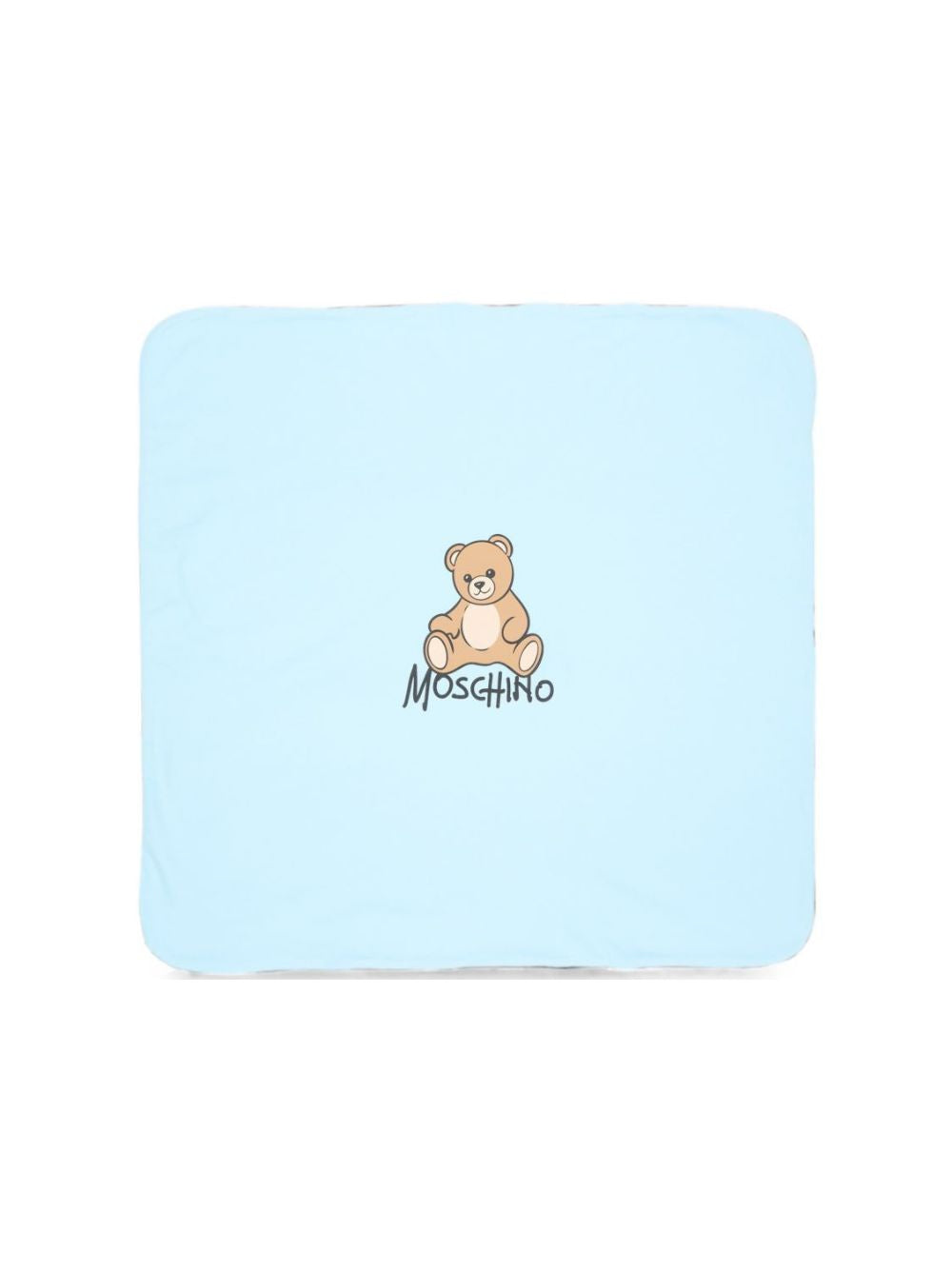 Coperta per neonato Moschino Kids azzurro con dettaglio Teddy Bear MTB00FLCA40 40304 MOSCHINO KIDS