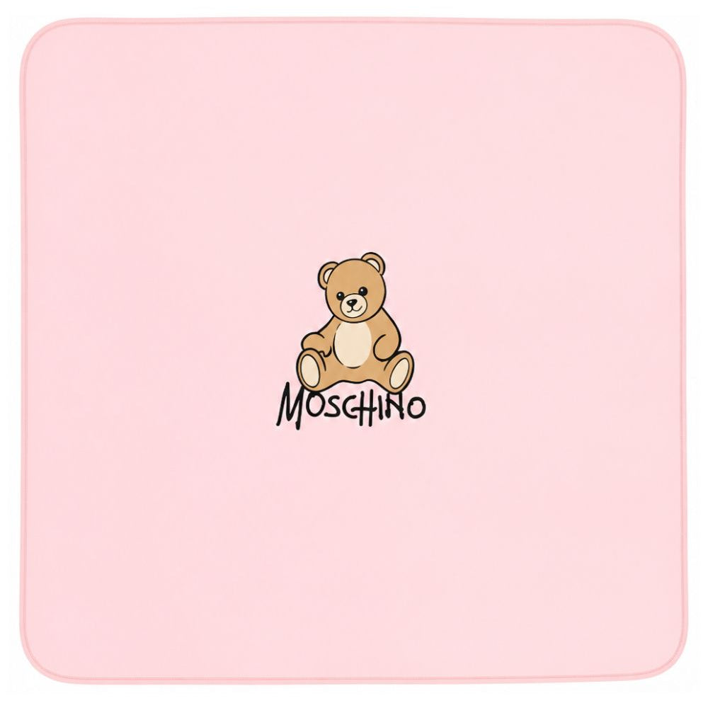 Coperta per neonata Moschino Kids rosa con dettaglio Teddy Bear MTB00FLCA40 50209 MOSCHINO KIDS