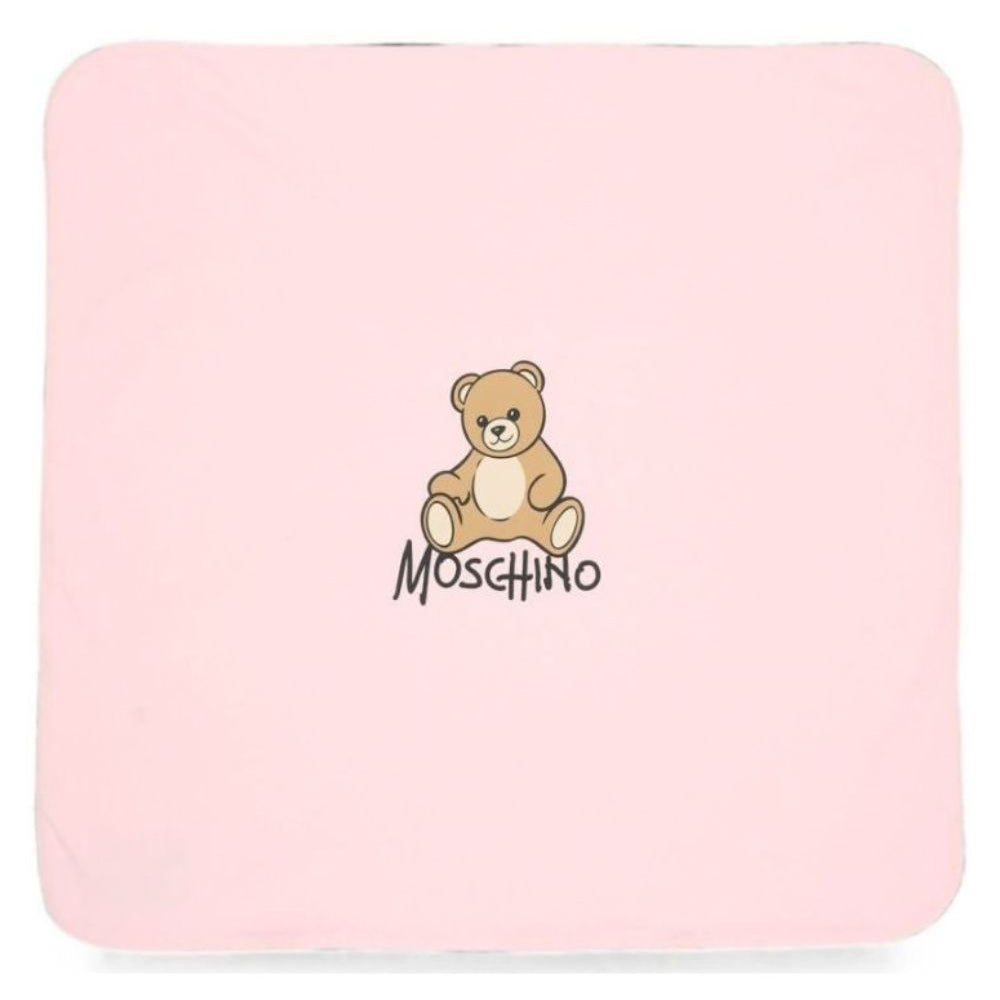 Coperta per neonata Moschino Kids rosa con dettaglio Teddy Bear MTB00FLCA40 50209 MOSCHINO KIDS