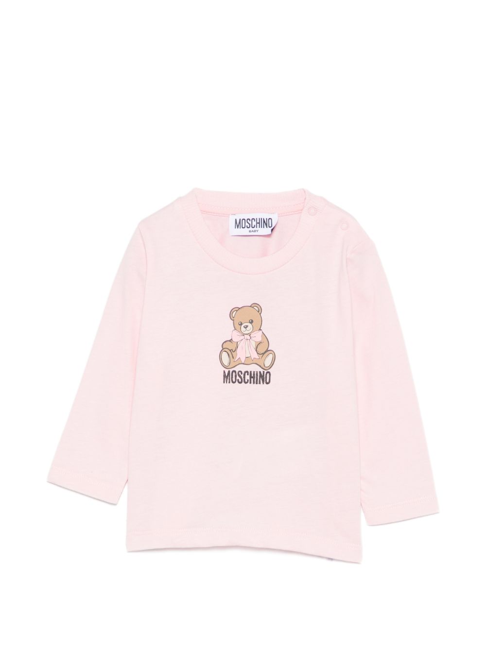 T-shirt per neonata Moschino Kids rosa con stampa Teddy con dettaglio fiocco MTO014LAA10 50209 MOSCHINO KIDS