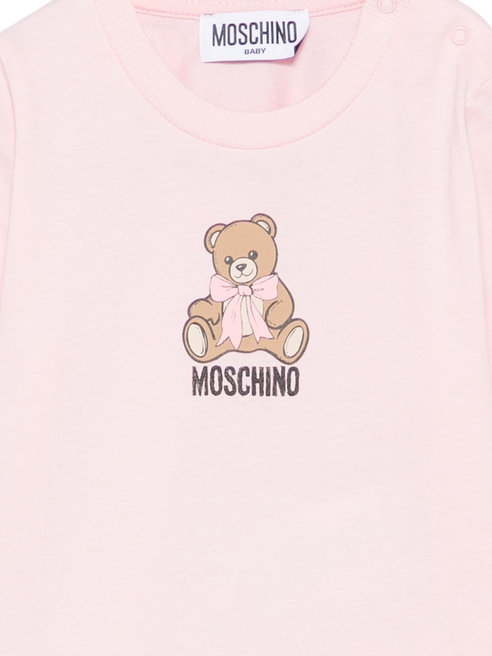 T-shirt per neonata Moschino Kids rosa con stampa Teddy con dettaglio fiocco MTO014LAA10 50209 MOSCHINO KIDS