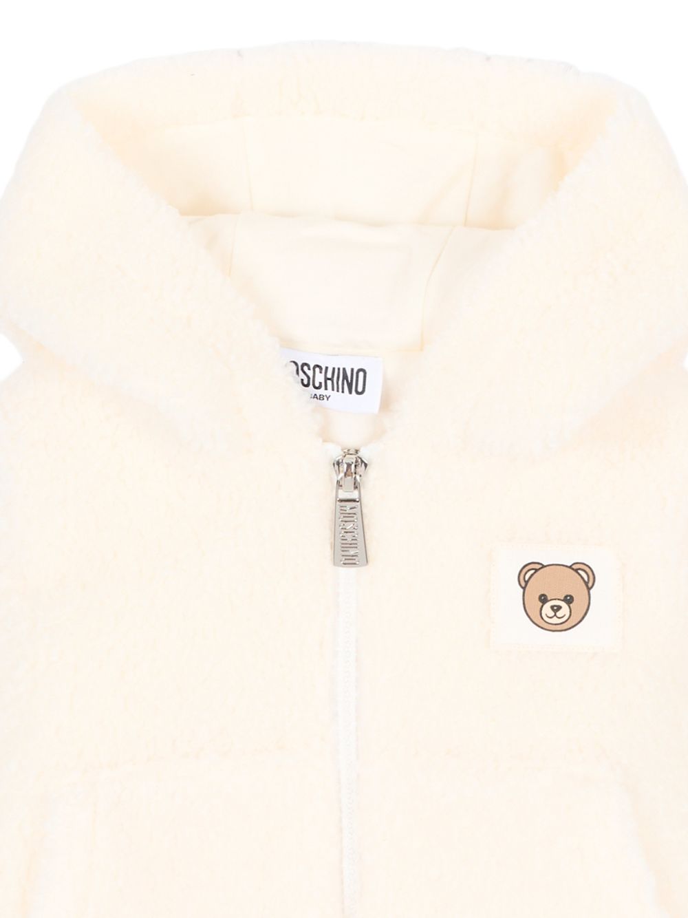 Giubbino per neonato Moschino Kids bainco con toppa a forma di orsetto MUA00BLIA00 10063 MOSCHINO KIDS