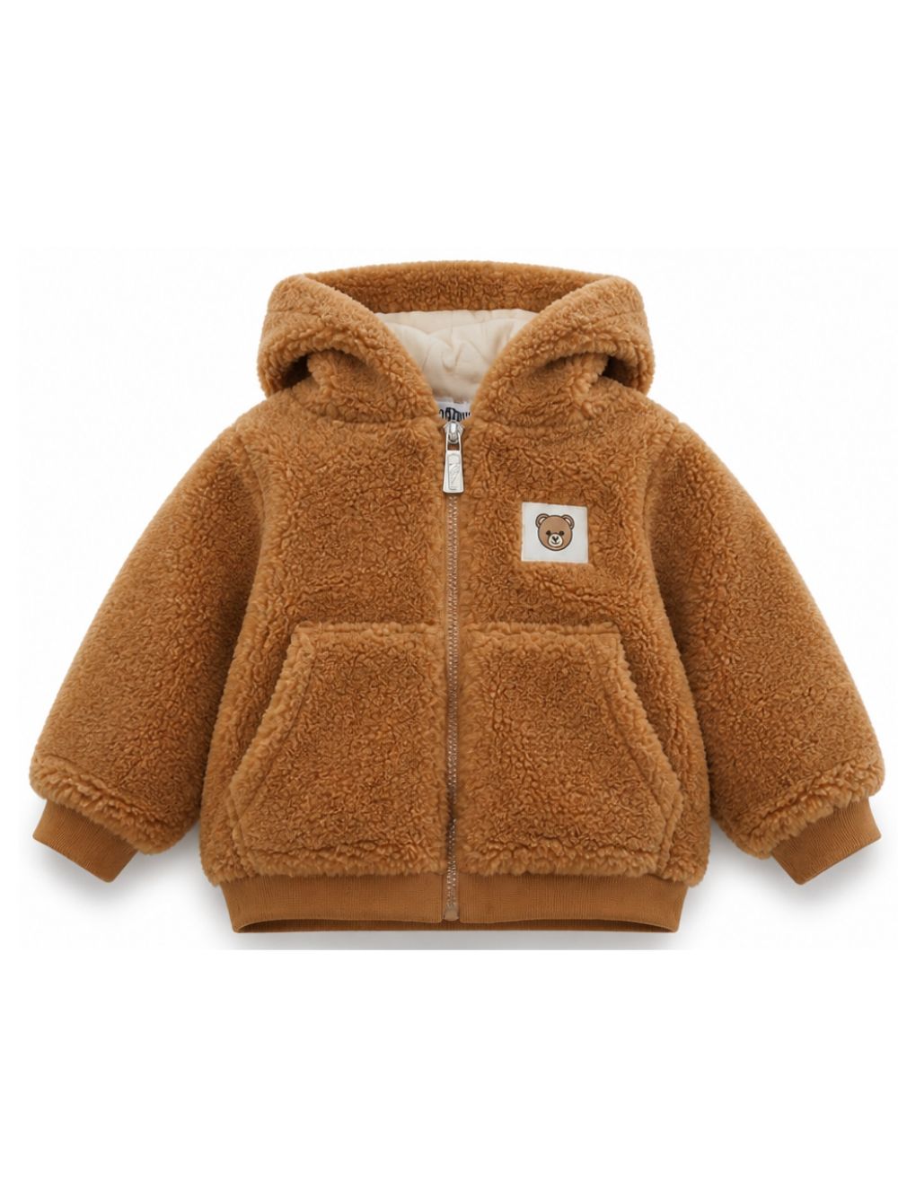 Giubbino per neonato Moschino Kids marrone con toppa a forma di orsetto MUA00BLIA00 20351 MOSCHINO KIDS