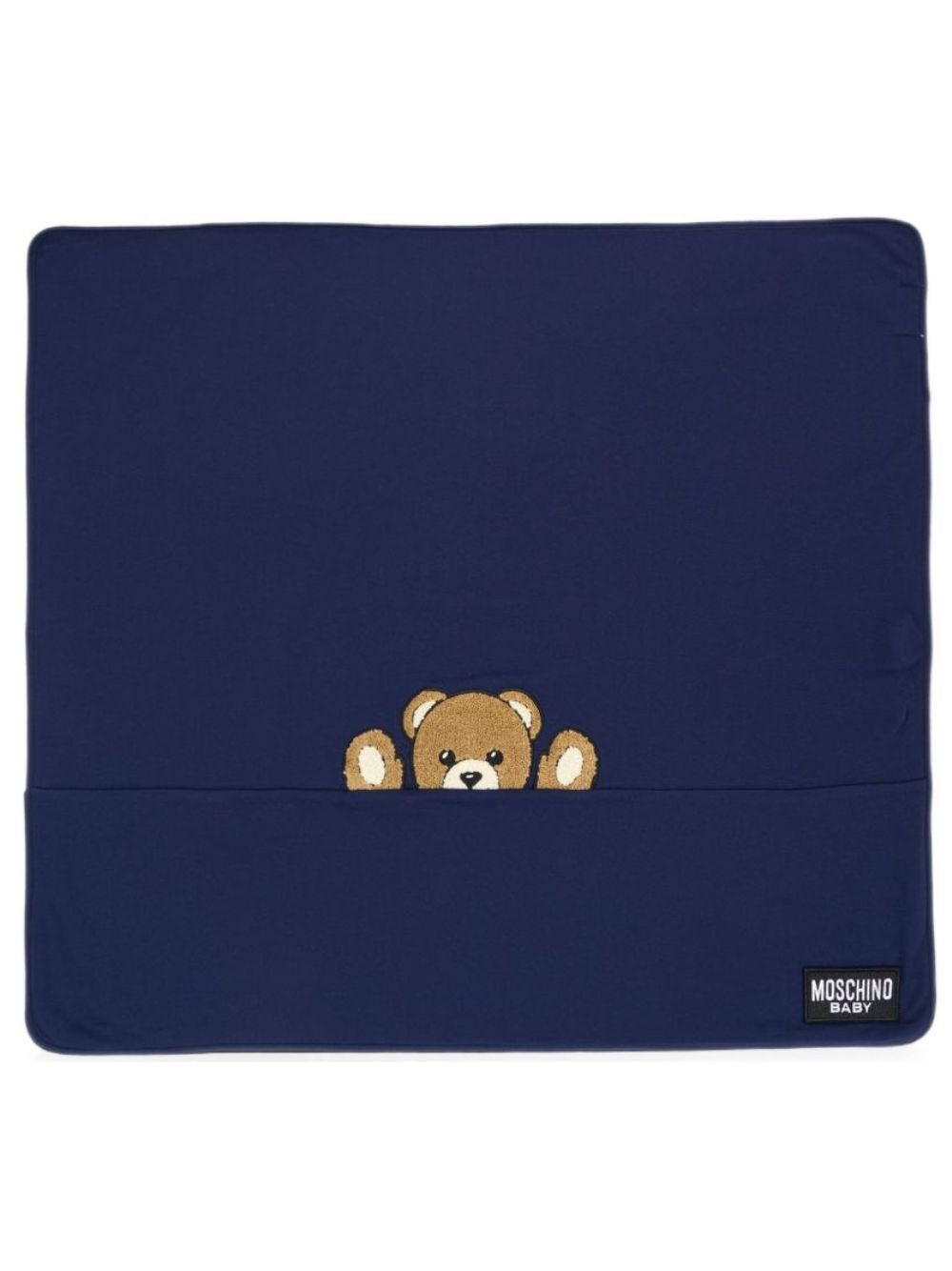 Coperta per neonati Moschino Kids blu con stampa Teddy Bear MUB00NLCA93 40016 MOSCHINO KIDS