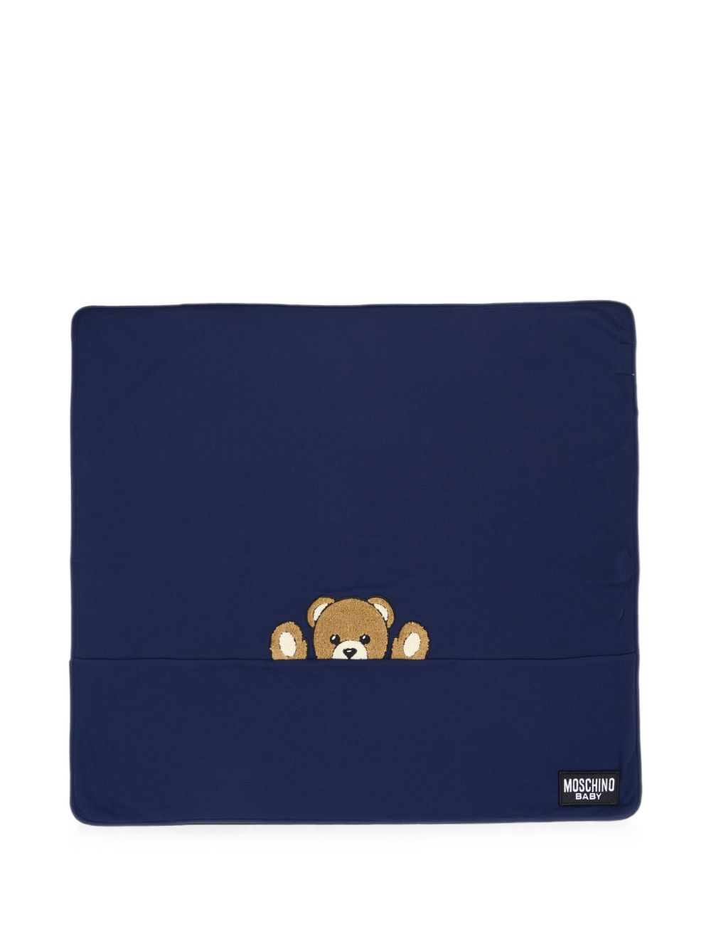 Coperta per neonati Moschino Kids blu con stampa Teddy Bear MUB00NLCA93 40016 MOSCHINO KIDS