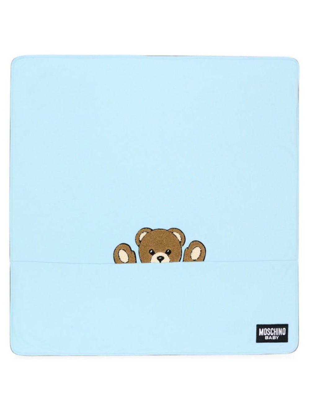 Coperta per neonato Moschino Kids azzurro con stampa orsetto MUB00NLCA93 40304 MOSCHINO KIDS
