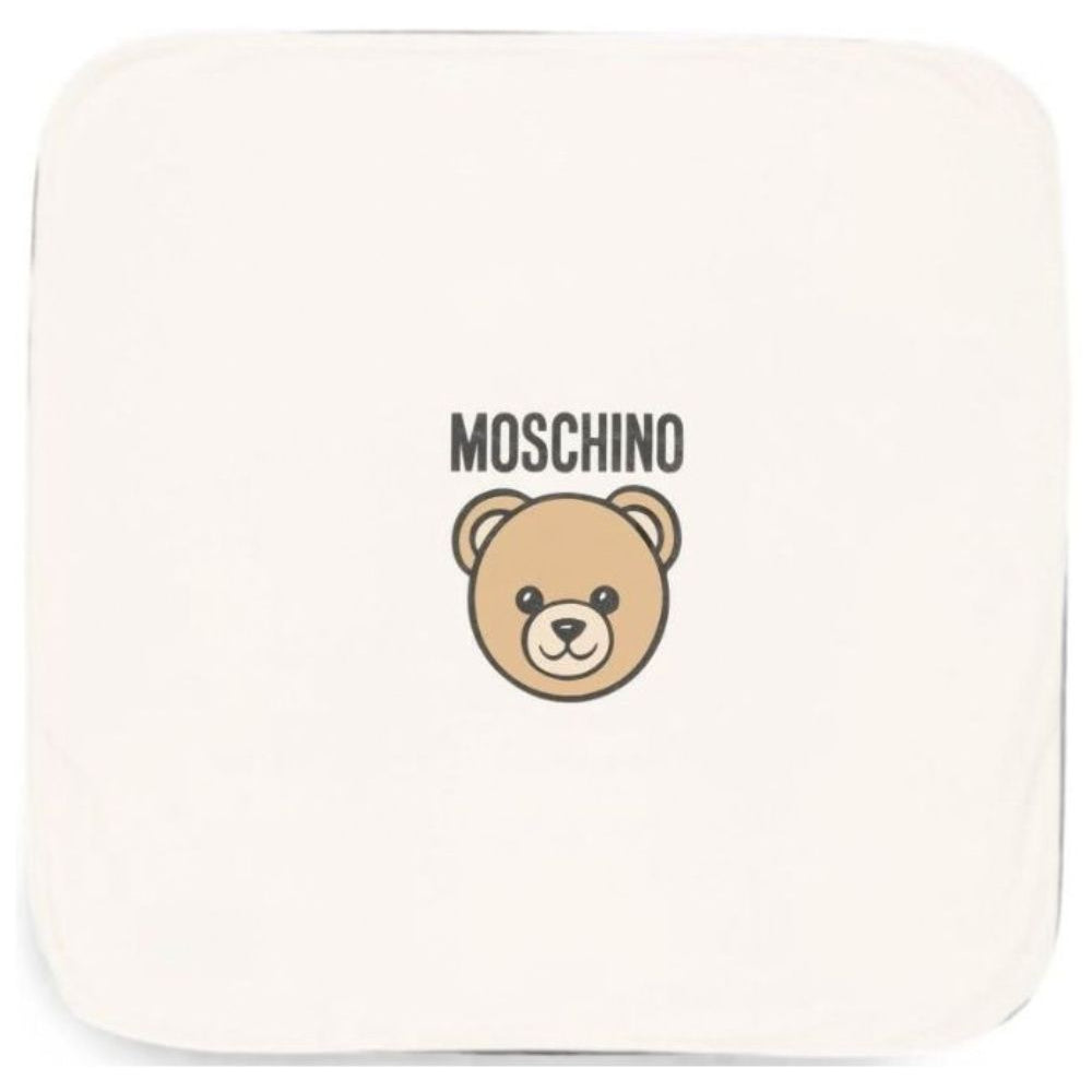 Coperta per neonati Moschino Kids bianca con dettaglio Teddy Bear MUB00OLCA40 10063 MOSCHINO KIDS