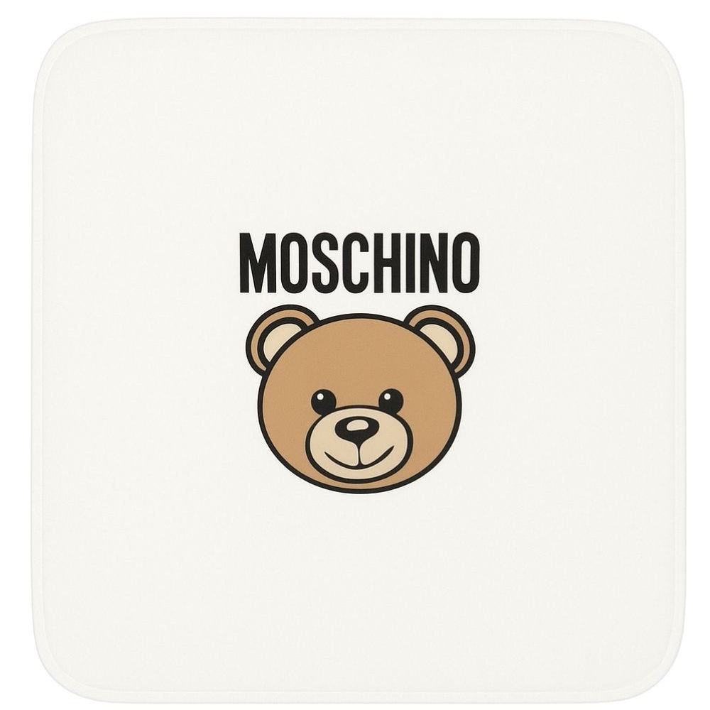 Coperta per neonati Moschino Kids bianca con dettaglio Teddy Bear MUB00OLCA40 10063 MOSCHINO KIDS