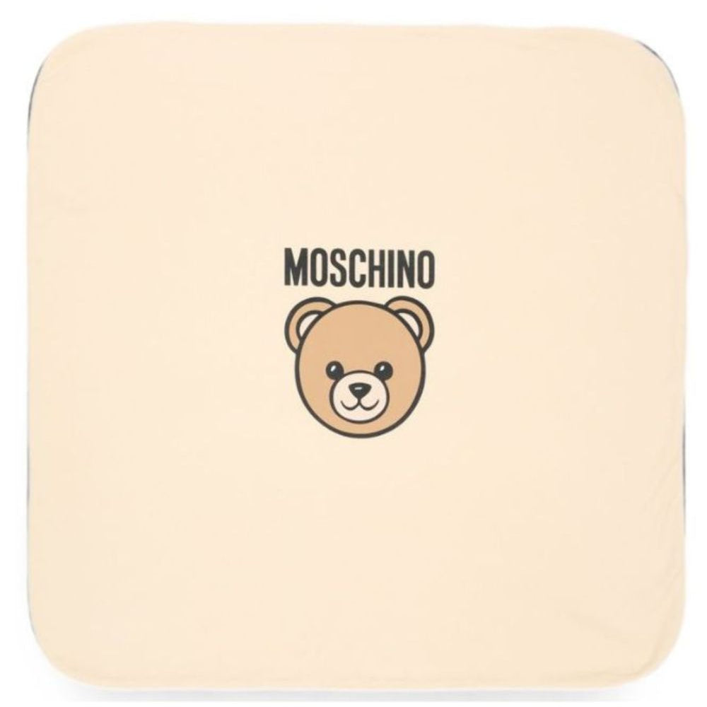 Coperta per neonati Moschino Kids beige con dettaglio Teddy Bear MUB00OLCA40 20404 MOSCHINO KIDS
