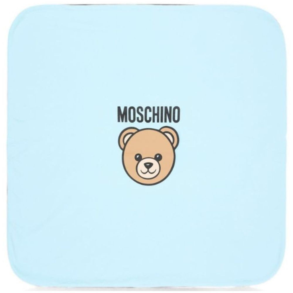Coperta per neonato Moschino Kids azzurro con dettaglio Teddy Bear MUB00OLCA40 40304 MOSCHINO KIDS