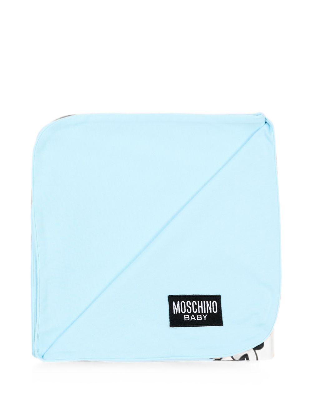 Coperta per neonato Moschino Kids azzurro con dettaglio Teddy Bear MUB00OLCA40 40304 MOSCHINO KIDS