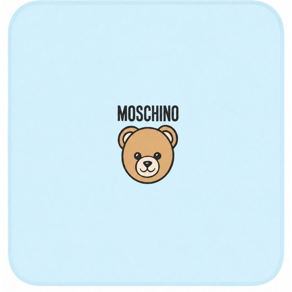 Coperta per neonato Moschino Kids azzurro con dettaglio Teddy Bear MUB00OLCA40 40304 MOSCHINO KIDS
