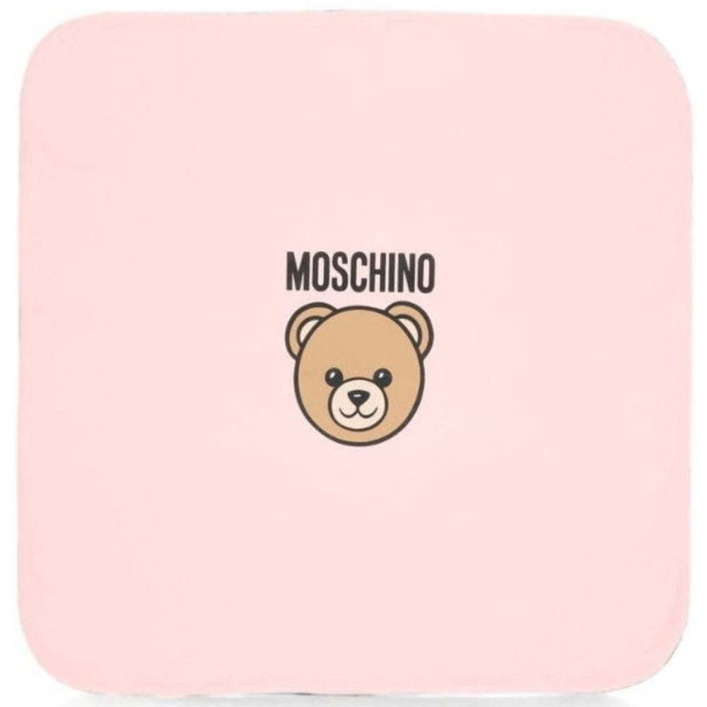 Coperta per neonata Moschino Kids rosa con dettaglio Teddy Bear MUB00OLCA40 50209 MOSCHINO KIDS