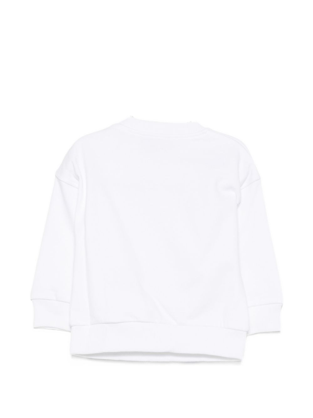 Felpa per neonati Moschino Kids bianca con stampa logo sul davanti MUF06HLCA83 10101 MOSCHINO KIDS
