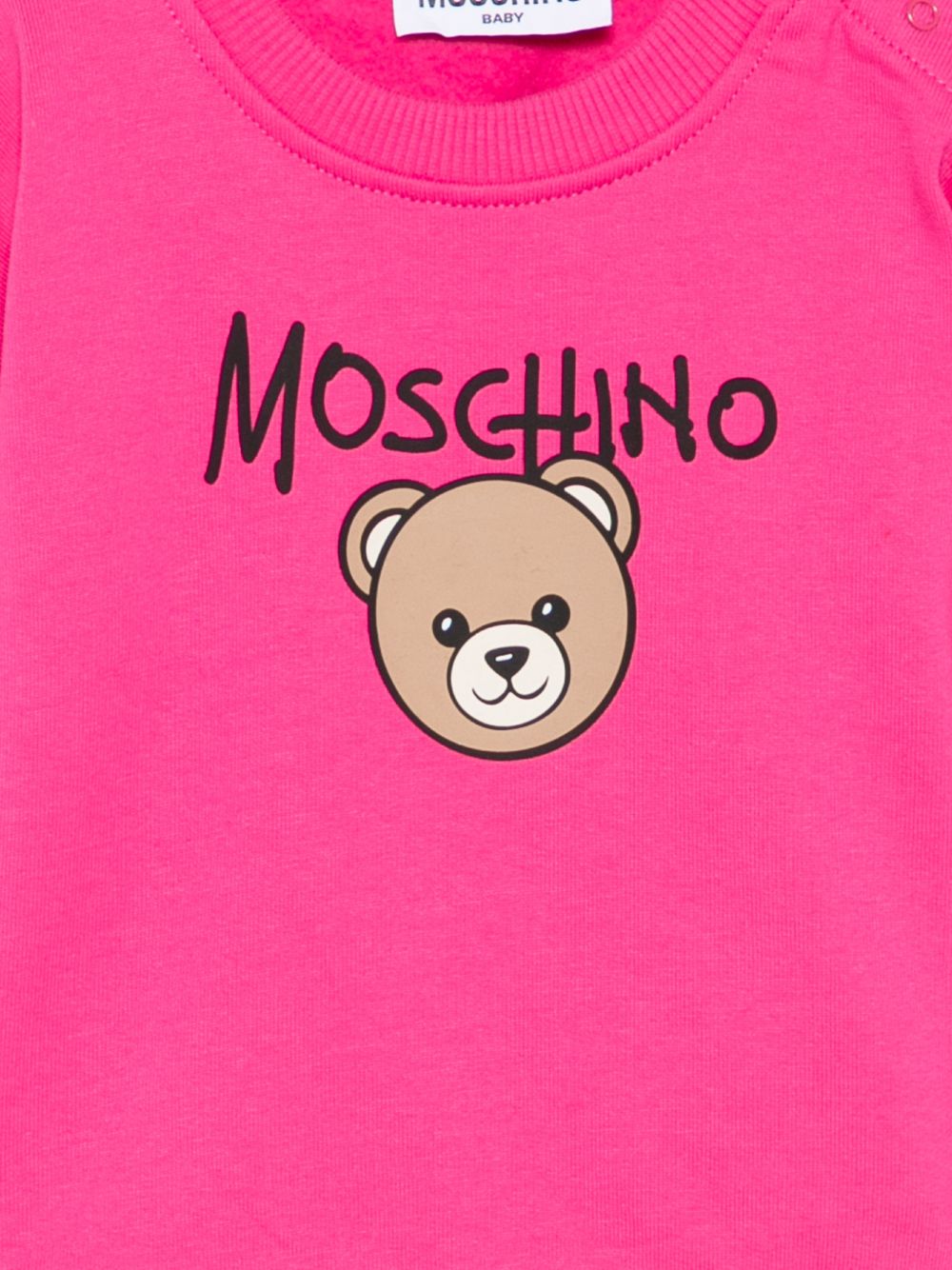 Felpa per neonata Moschino Kids fucsia con teddy sul davanti MUF06HLCA83 51450 MOSCHINO KIDS
