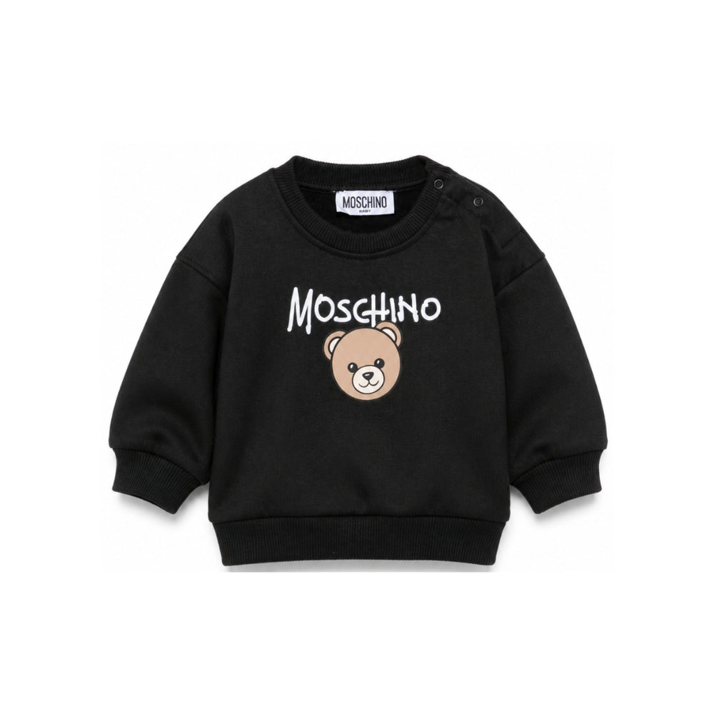Felpa per neonati Moschino Kids nera con teddy sul davanti MUF06HLCA83 60100 MOSCHINO KIDS