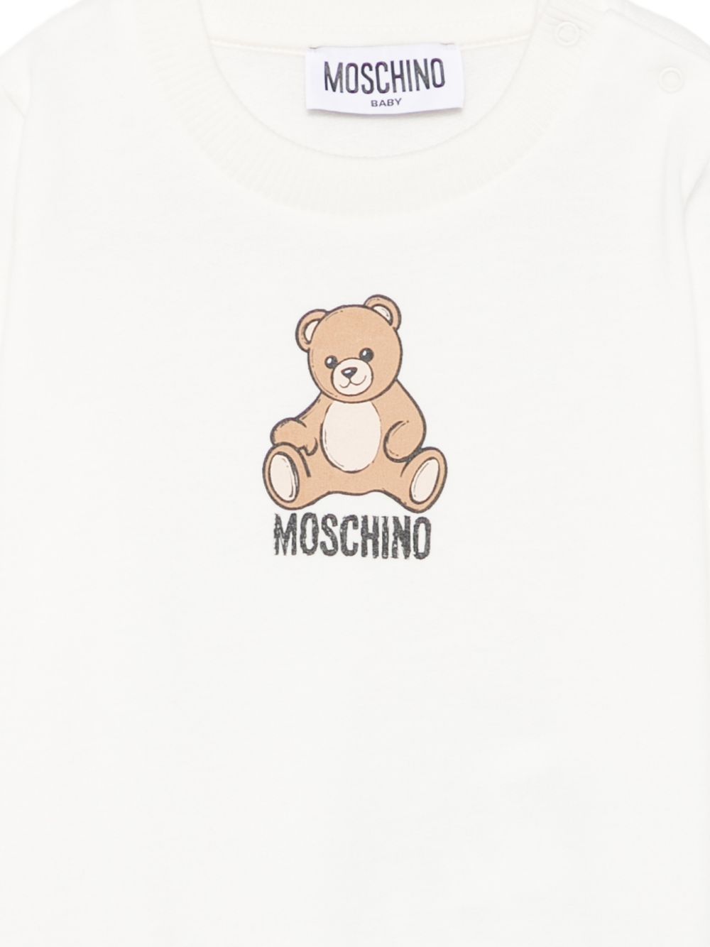 Felpa per neonati Moschino Kids bianca con motivo Teddy Bear MUF06ILCA40 10063 MOSCHINO KIDS