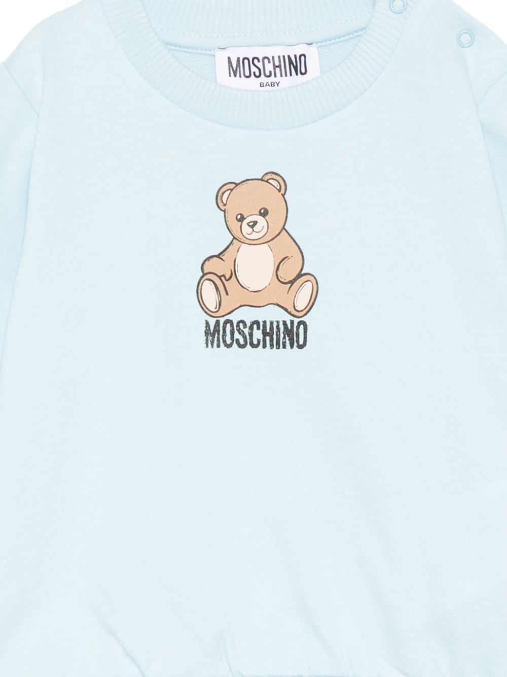 Felpa per neonato Moschino Kids azzurra con motivo Teddy Bear MUF06ILCA40 40304 MOSCHINO KIDS