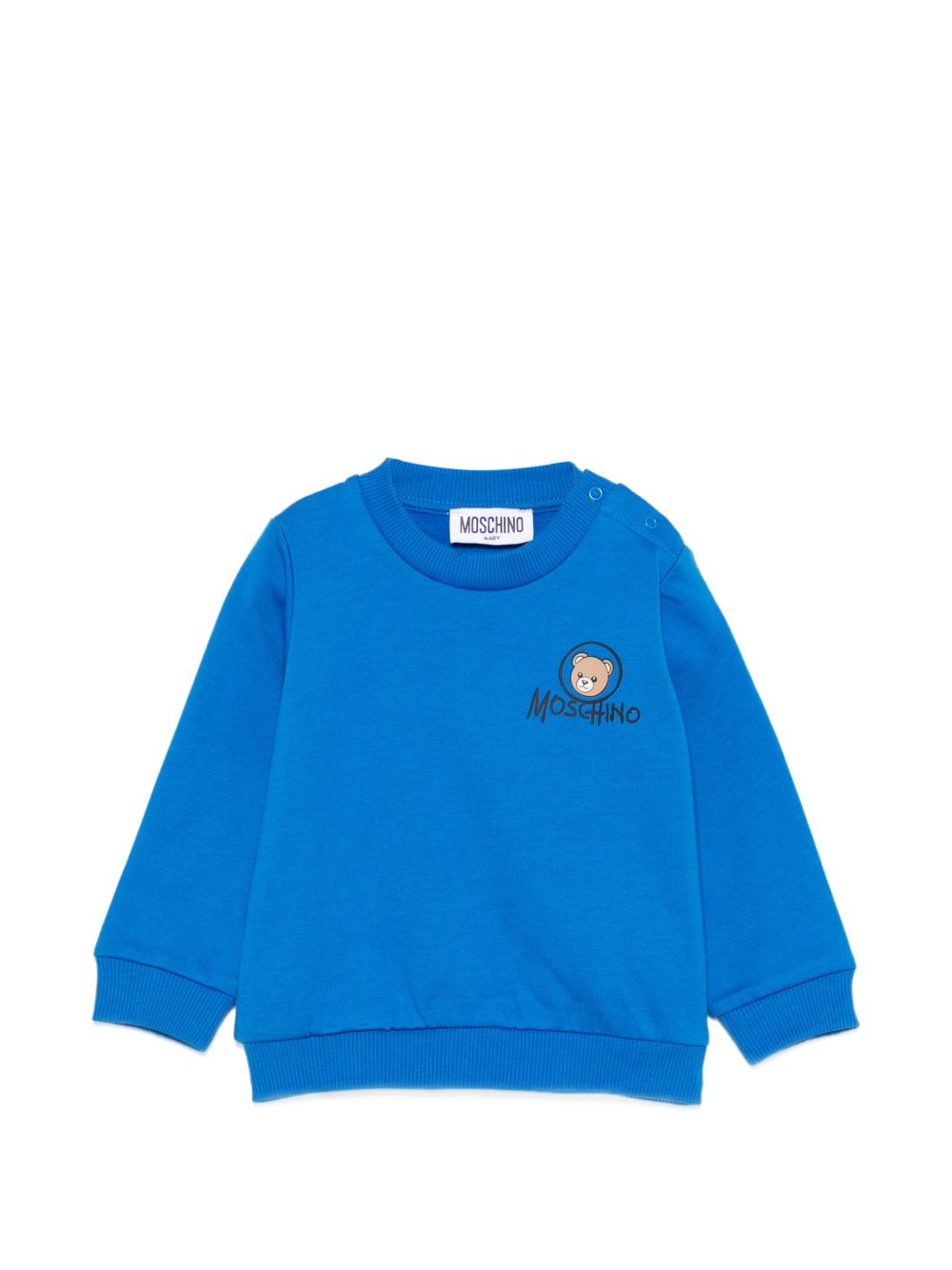 Felpa per neonato Moschino Kids blu con stampa Teddy sul davanti MUF06JLCA83 40157 MOSCHINO KIDS