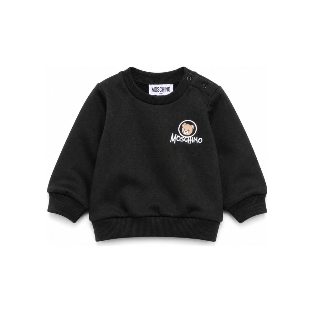 Felpa per neonato Moschino Kids nera con stampa Teddy Bear MUF06JLCA83 60100 MOSCHINO KIDS