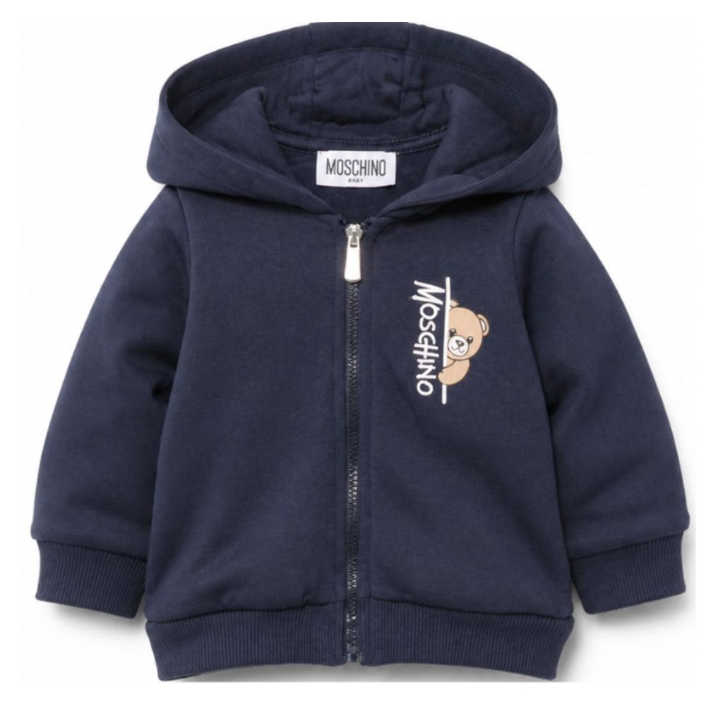 Felpa per neonati Moschino Kids blu con motivo Teddy Bear MUF06MLCA92 40016 MOSCHINO KIDS