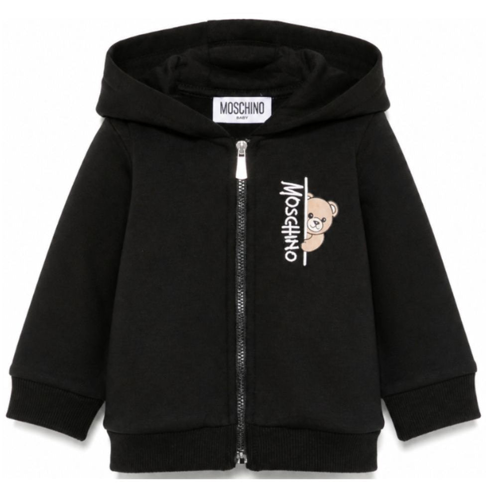 Felpa per neonati Moschino Kids nera con motivo Teddy Bear MUF06MLCA92 60100 MOSCHINO KIDS