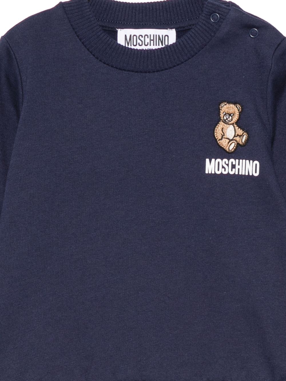 Felpa per neonati Moschino Kids blu con ricamo Teddy Bear MUF06OLCA40 40016 MOSCHINO KIDS