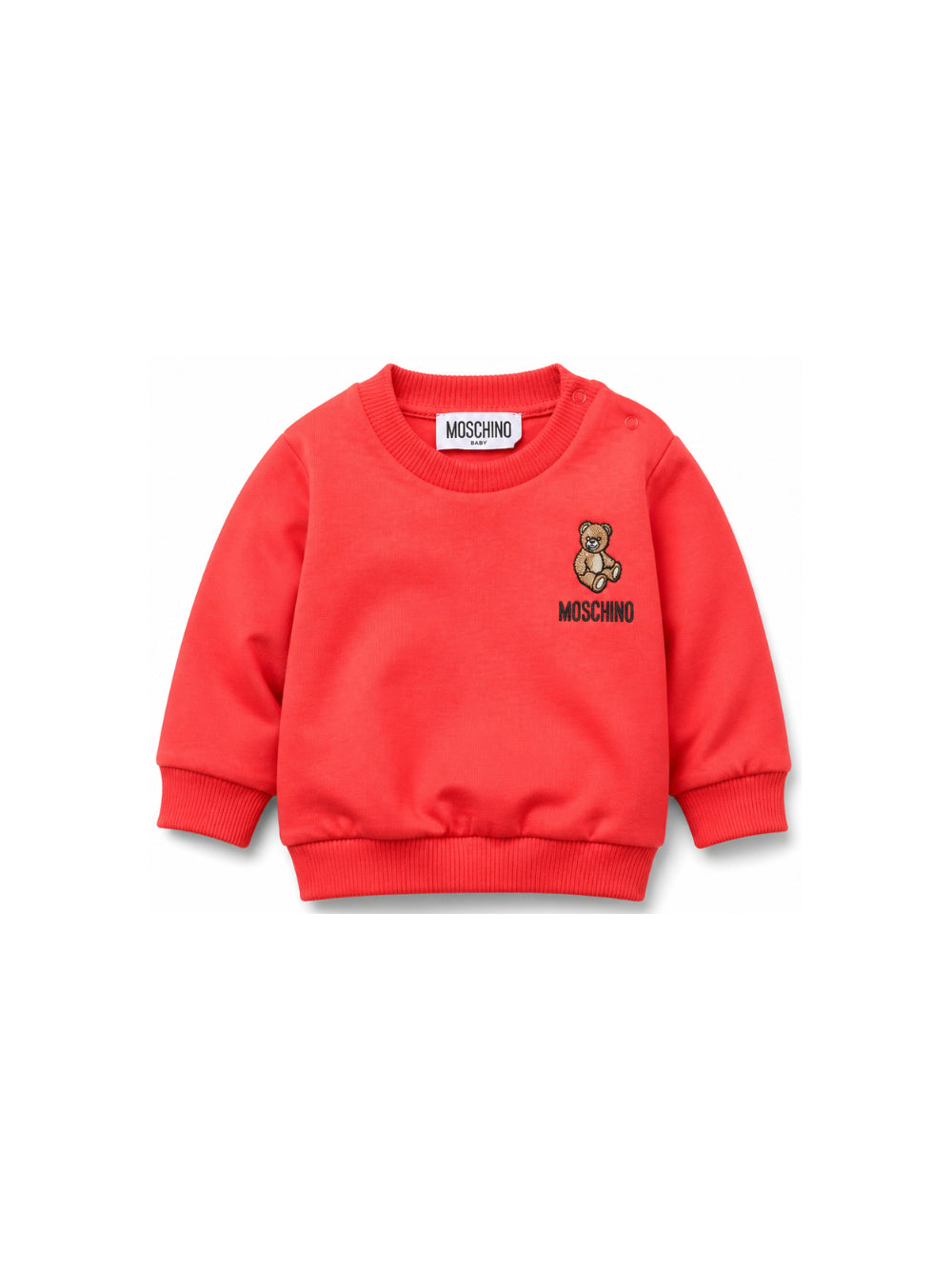 Felpa per neonati Moschino Kids rossa con ricamo Teddy Bear MUF06OLCA40 50109 MOSCHINO KIDS