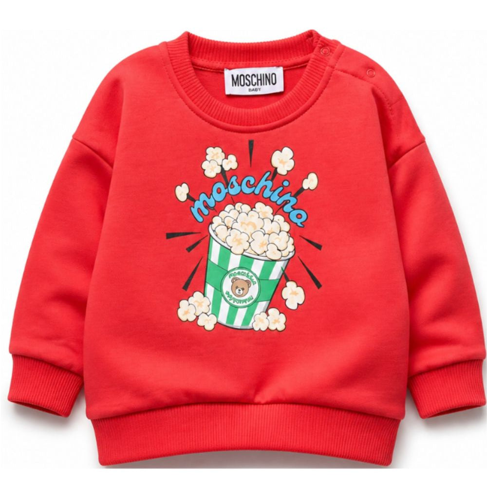 Felpa per neonati Moschino Kids rossa con stampa grafica MUF06QLCA40 50109 MOSCHINO KIDS