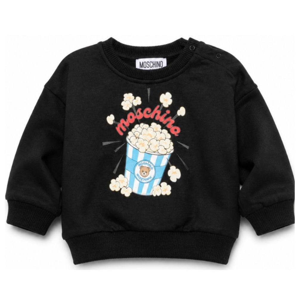 Felpa per neonati Moschino Kids nera con stampa grafica MUF06QLCA40 60100 MOSCHINO KIDS