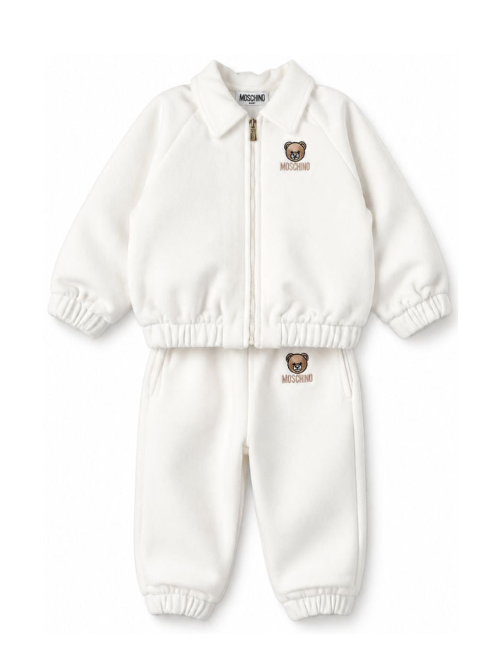 Completo per neonata Moschino Kids bianco con dettaglio Teddy Bear MUK05OLGA07 10063 MOSCHINO KIDS