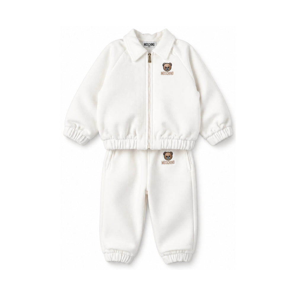 Completo per neonata Moschino Kids bianco con dettaglio Teddy Bear MUK05OLGA07 10063 MOSCHINO KIDS