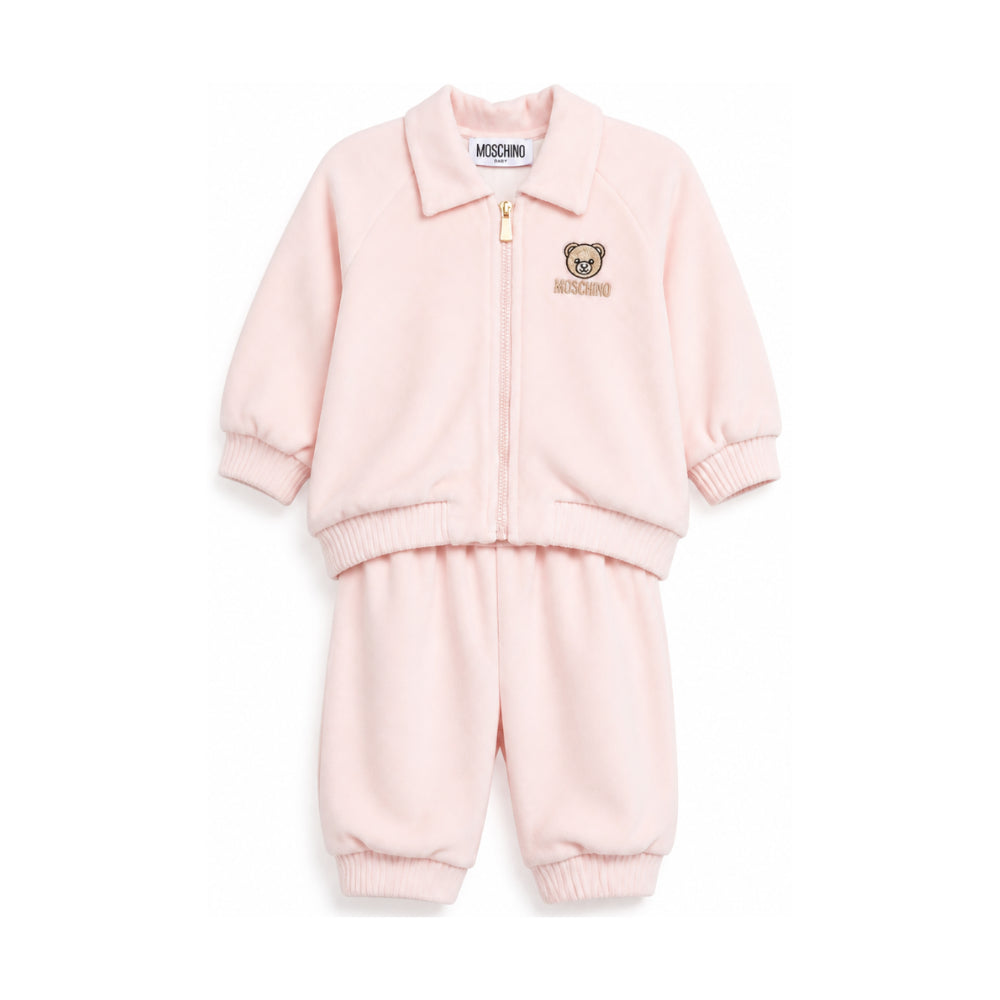 Tutina per neonata Moschino Kids rosa con patch orsetto MUK05OLGA07 50209 MOSCHINO KIDS