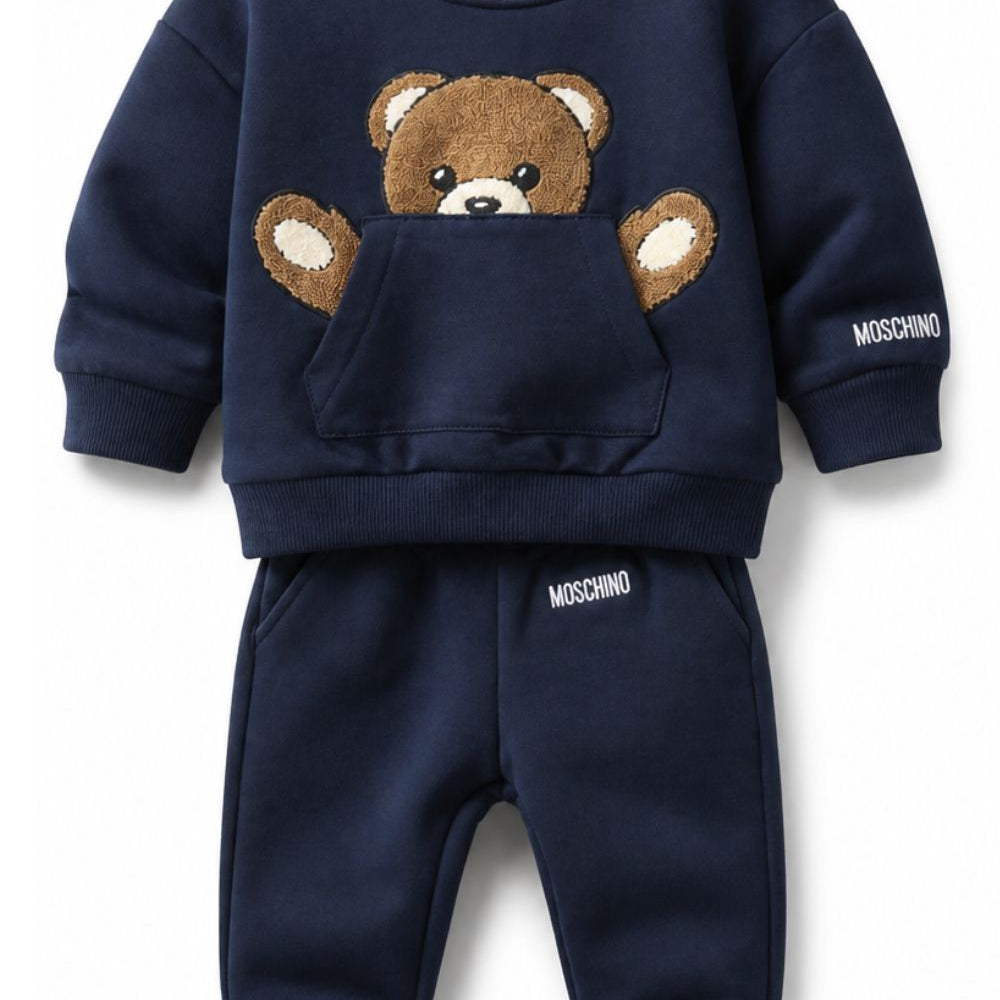 Completo per neonato Moschino Kids blu con stampa grafica logo Teddy Bear MUK05VLCA93 40016 MOSCHINO KIDS