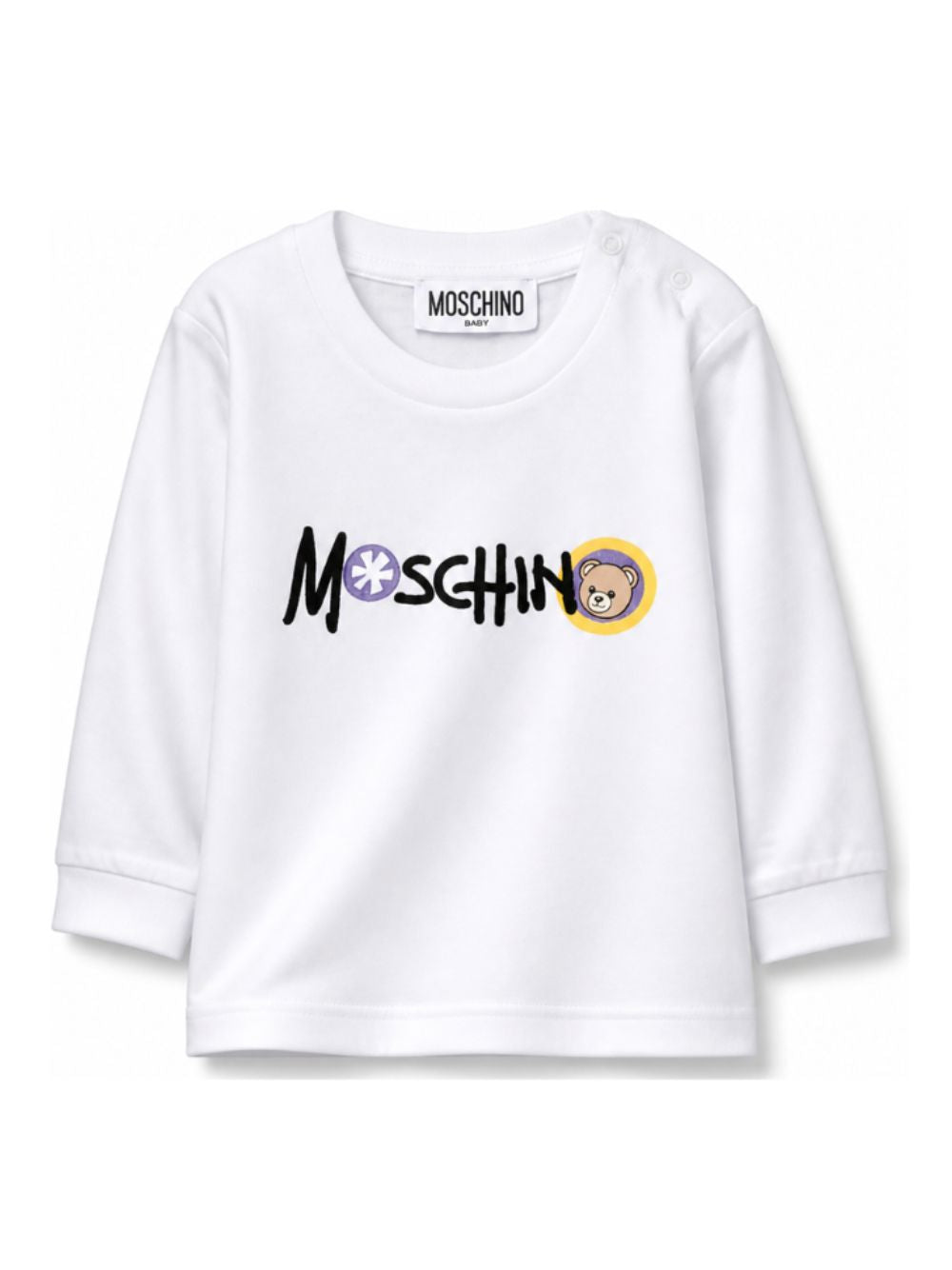T-shirt per neonati Moschino Kids bianca con stampa grafica MUO01CLAA20 10101 MOSCHINO KIDS