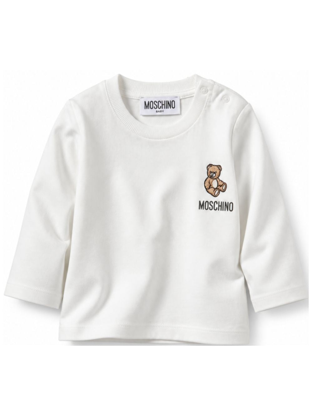 T-shirt per neonati Moschino Kids bianca con ricamo Teddy Bear MUO01DLAA10 10063 MOSCHINO KIDS
