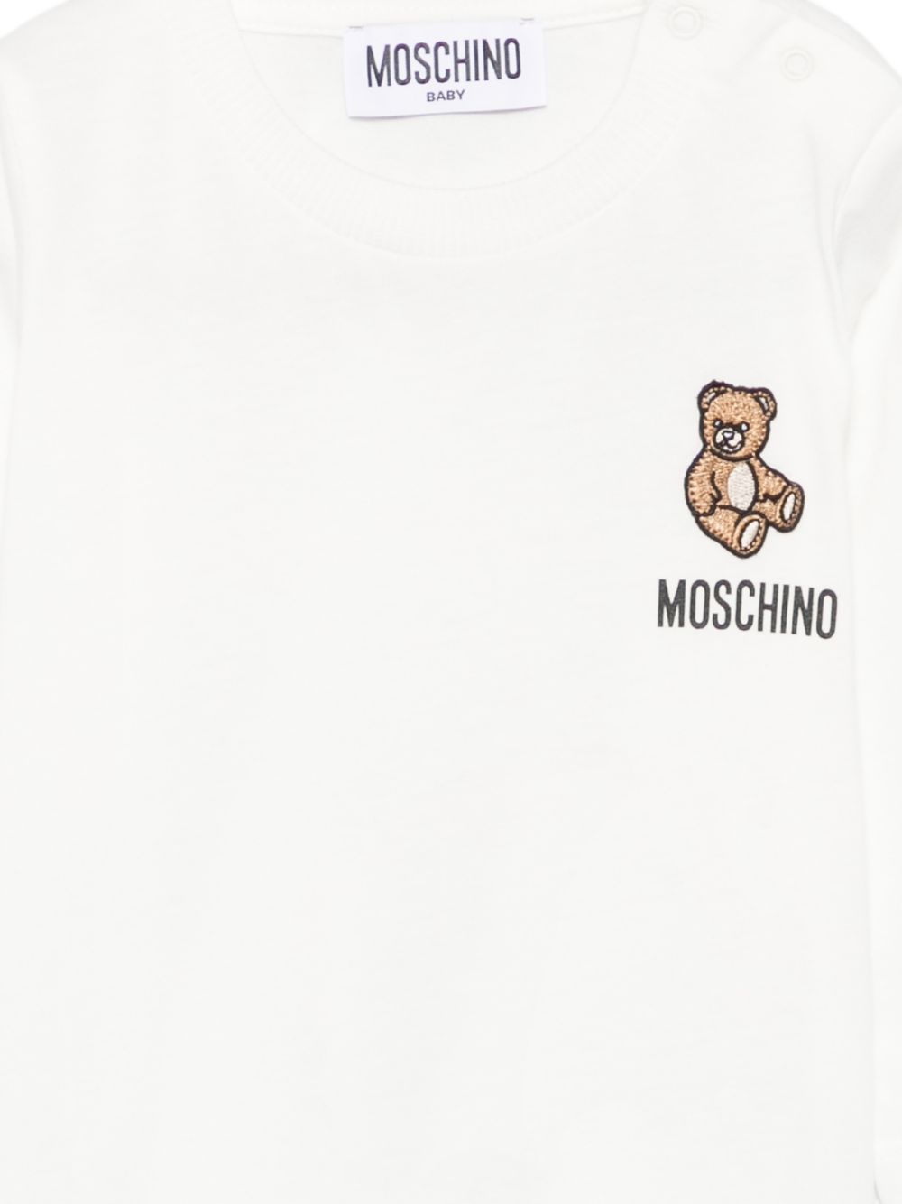 T-shirt per neonati Moschino Kids bianca con ricamo Teddy Bear MUO01DLAA10 10063 MOSCHINO KIDS