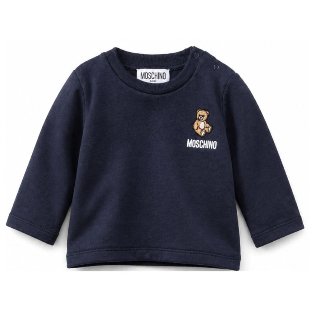 T-shirt per neonati Moschino Kids blu con ricamo Teddy Bear MUO01DLAA10 40016 MOSCHINO KIDS